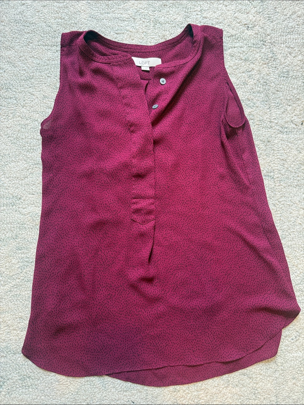 LOFT Deep Berry Sleeveless Button-Front Blouse
